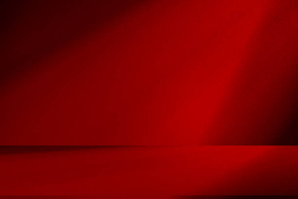 istock Wall interior background, studio and backdrops show products. with shadow from window color red light. background for text insertion and presentation of product 2158525779