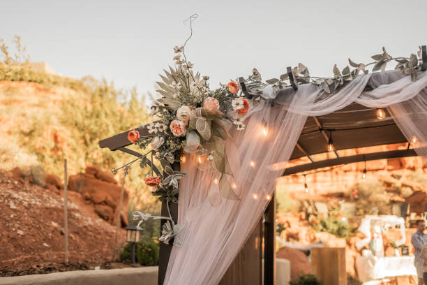 istock Desert Wedding Decoration Ideas Tulle Fabric 2158526157