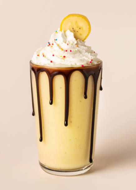 Chocolate banana milkshake with whipped cream