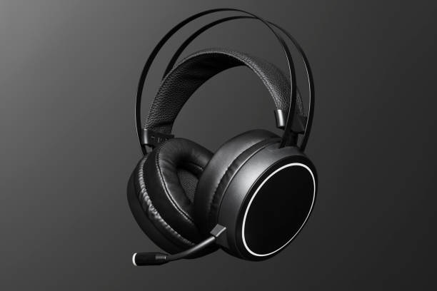 istock Black headphones mockup digital device 2158528218