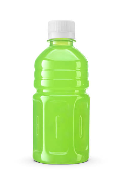 istock Bright green sports drink bottle with a white cap isolated on white. 2158530966