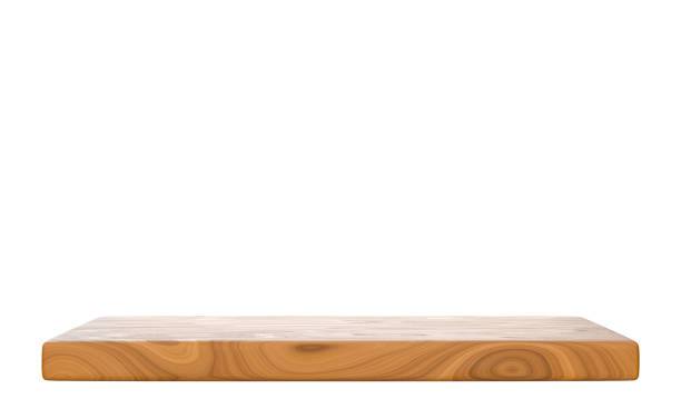 istock 3d wooden shelf on white background 2158532349