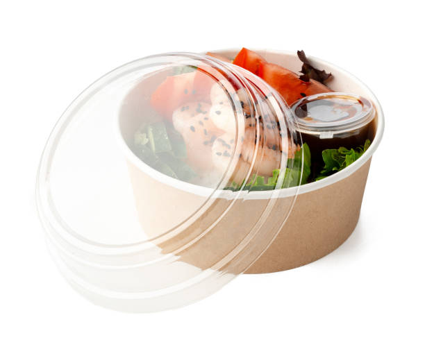 istock Take out poke bowl isolated on white background 2158534642