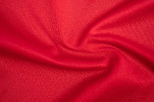 istock Full frame shot of wrinkled red polyester cloth texture and background. 2158538356