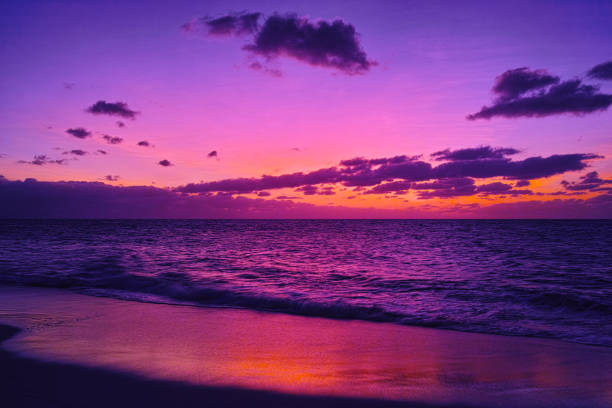 Miyakojima in midsummer. Sunset seen from Nagahamahama Beach on Kurima Island