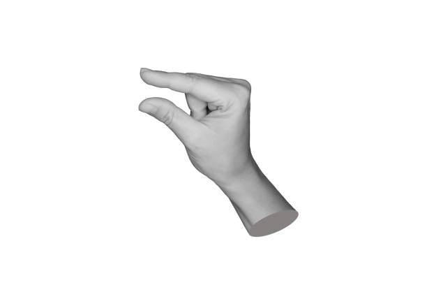 istock Statue's hand making gesture like holding something tiny with two fingers or measuring small size 2158541322