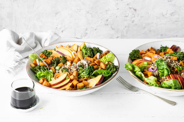 istock Sweet potato buddha bowl on table 2158542194