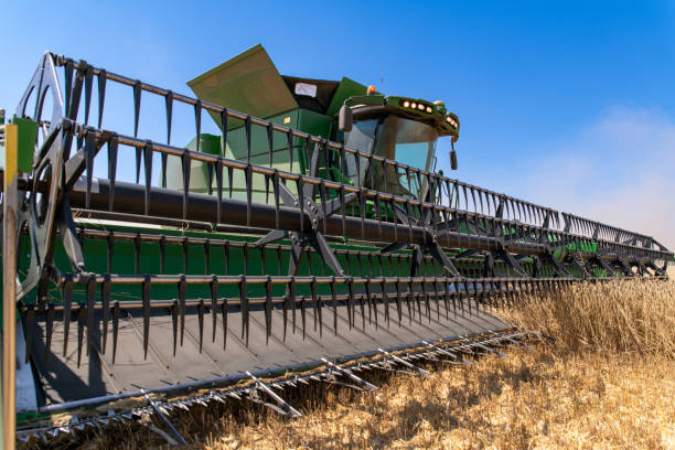 istock Harvesting machine working in the field. 2158543477