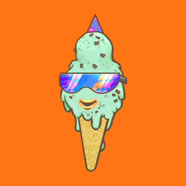 istock Sunglasses ice-cream cartoon, food illustration 2158544125