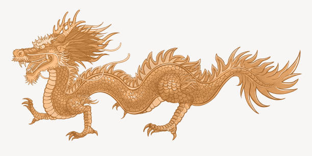 istock Chinese dragon, gold animal zodiac illustration 2158544391