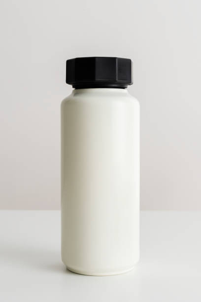 istock Minimal white water bottle with a black lid 2158545028