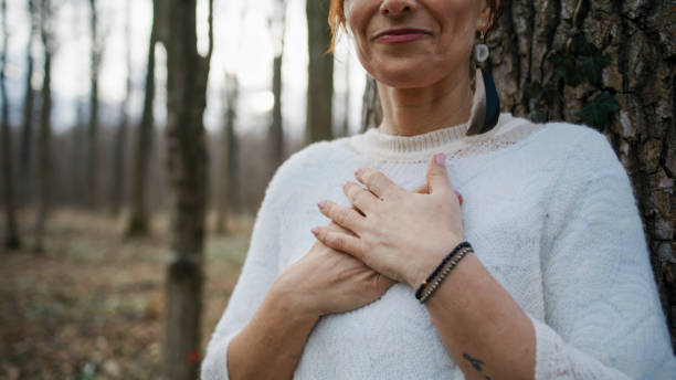 Grateful Woman Embracing Nature