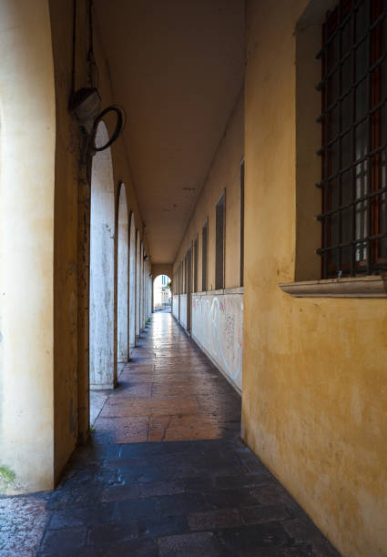 istock Perspective of covered passageway along a street in Treviso 2158545691