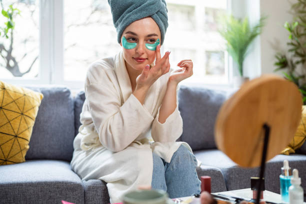 istock Young woman doing her beauty routine at home 2158550568