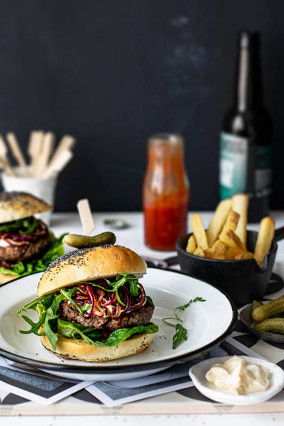 Homemade beef burgers for dinner