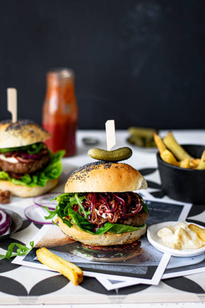 istock Homemade beef burgers for dinner 2158550684