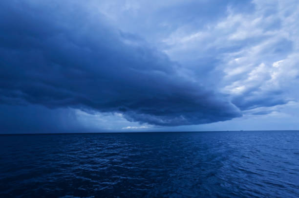 istock Dark with  Dramatic blue sky and dark as  Dramatic blue sea color and dark storm raining cloud background 2158550738