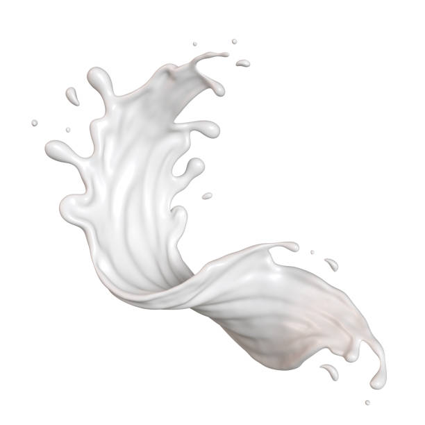 istock milk or Yogurt splash isolated on white background with clipping path, 3d render illustration. 2158552140