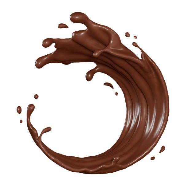 istock Chocolate milk splashes slash circle wave isolated with clipping path. 3D render illustration 2158552212