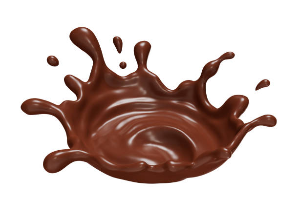 Chocolate milk crown splashes wave isolated with clipping path. 3D render illustration
