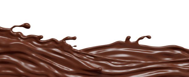 istock liquid Chocolate Rich and Creamy long wave Splash Flowing Elegantly, hot cocoa drink isolated on white background with clipping path 3d illustration. 2158552257