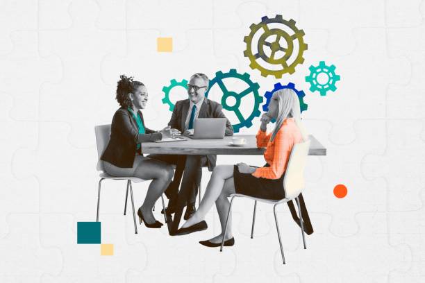 istock Business people, cogwheel strategy meeting remix 2158552409