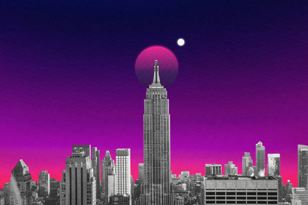 istock Vaporwave urban background, city life design 2158552462