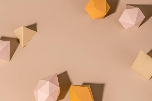 istock 3D beige diamond shaped paper craft background design 2158553250