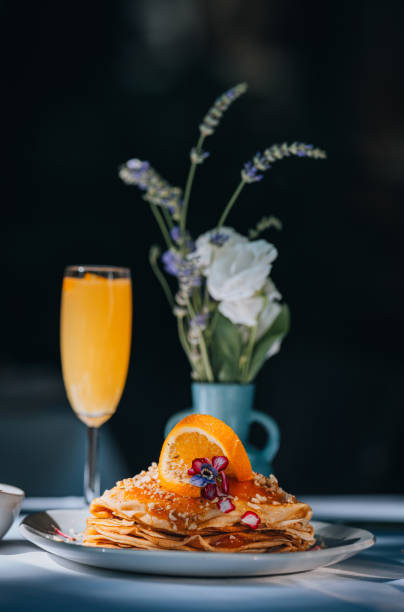 istock Delicious pancakes served in a luxury restaurant 2158553332