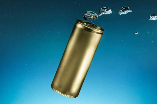 istock Golden aluminium soda can with copyspace 2158553570