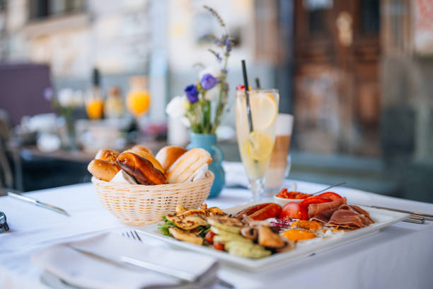 Breakfast on the open terrace of the restaurant