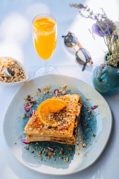 Delicious pancakes served in a luxury restaurant