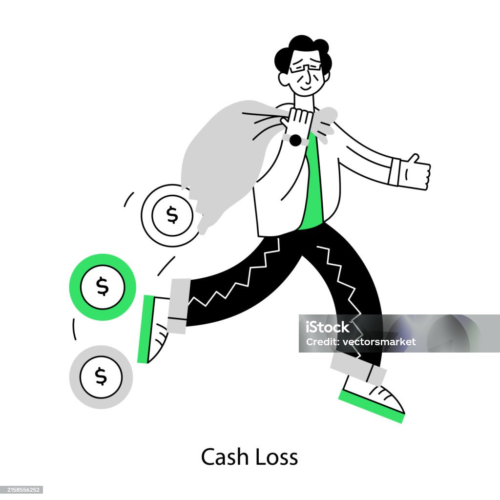 An Outline Mini Illustration Of Cash Loss Stock Illustration - Download ...