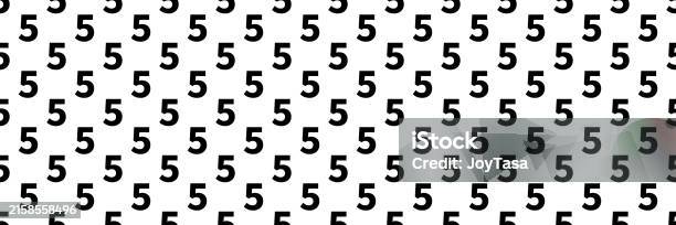 Fives Pattern Horizontal Seamless Black Number Five Pattern Background On White Stock ...