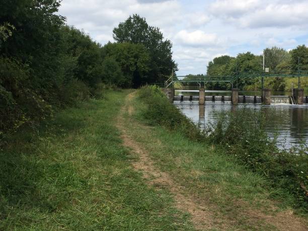 istock A path along a canal, a dam in the background 2158559276