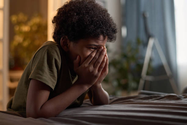 Hysterical Boy Crying Hiding in Room