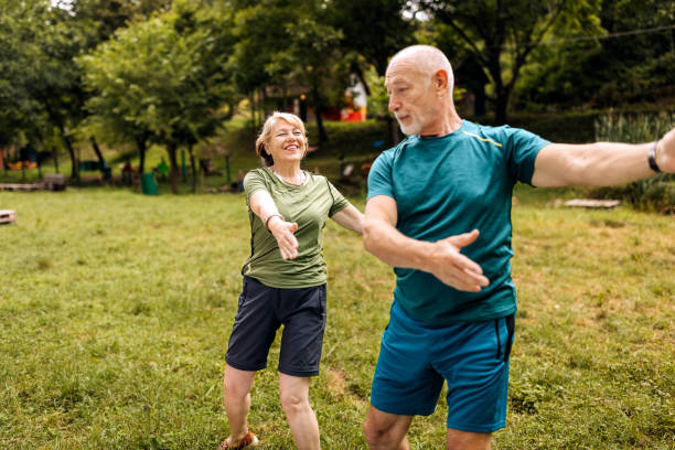 istock Active mature couple exercising in nature 2158563769