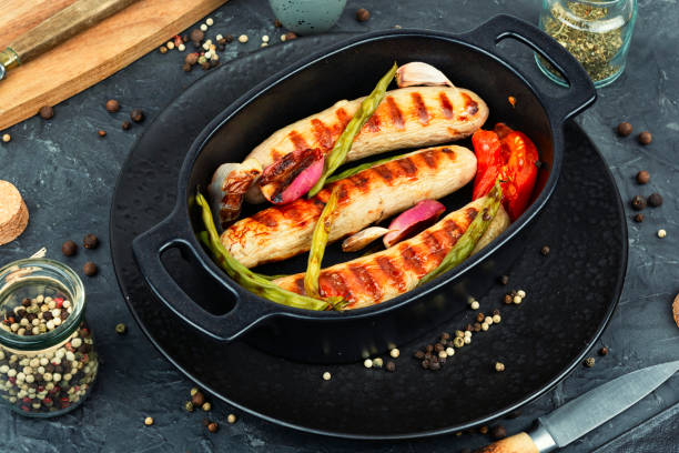 istock German grilled barbecue sausages. 2158567810