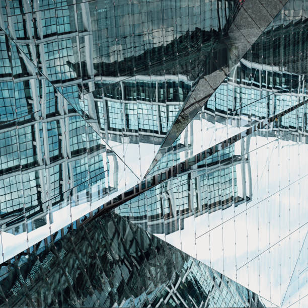 Close-up of an abstract complex exterior facade in a modern architecture