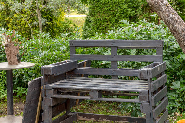 istock landscape with garden in summer, decorative objects, garden lighting, small garden in summer, summer 2158576433