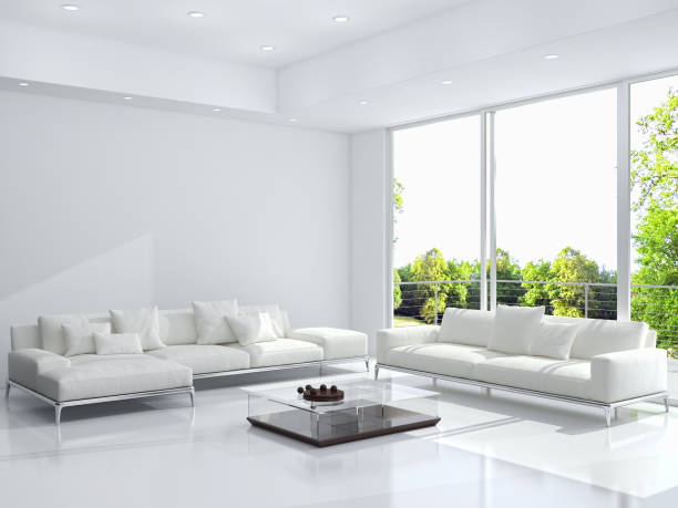 istock Large luxury modern bright interiors Living room mockup illustration 3D rendering image 2158590035