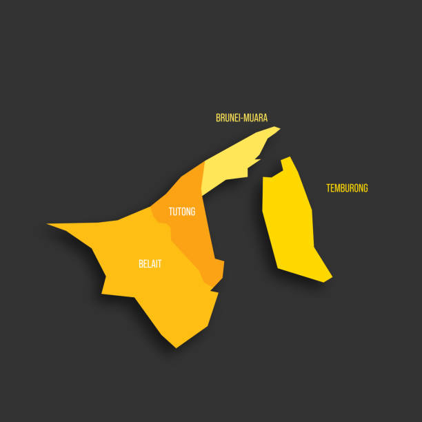 Brunei Political Map Of Administrative Divisions Stock Illustration Brunei Political Map Of Administrative Divisions 