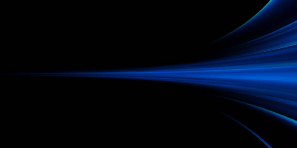 istock Acceleration speed motion on night road. Light and stripes moving fast over dark background. Abstract blue Illustration 2158593085