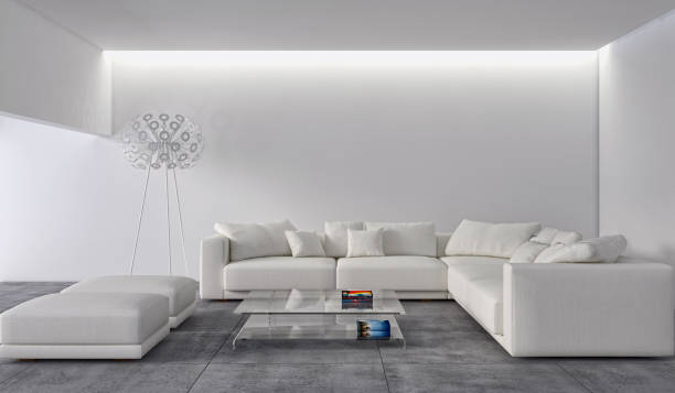 istock Large luxury modern bright interiors Living room mockup illustration 3D rendering image 2158595072