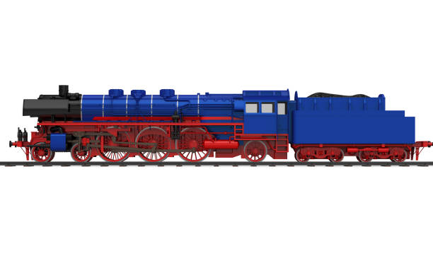 Old Steam Locomotive isolated on white background. 3D render