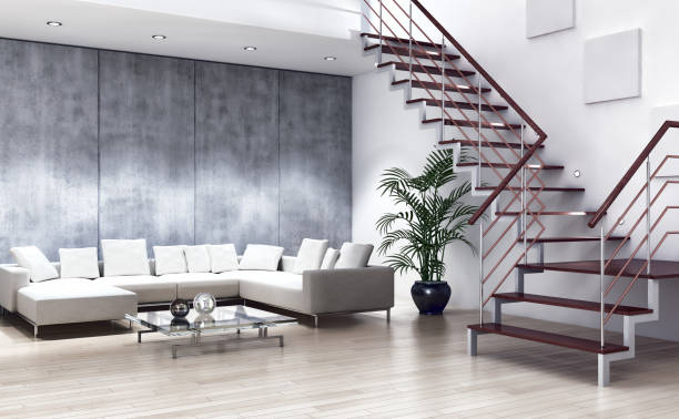 istock Large luxury modern bright interiors Living room mockup illustration 3D rendering image 2158595171
