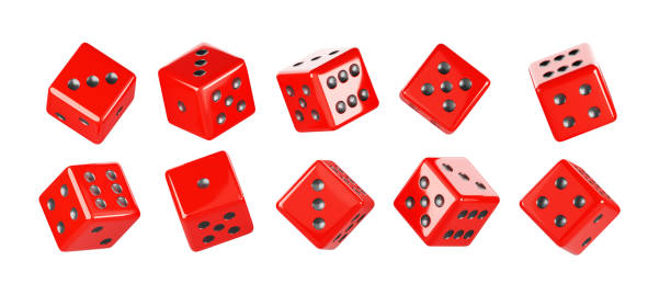 istock 3d set of casino game red cube dice isolated on white background. Backgammon, poker or craps lucky square die roll with black dots number. Realistic gambling render icons, sport bet 2158596013