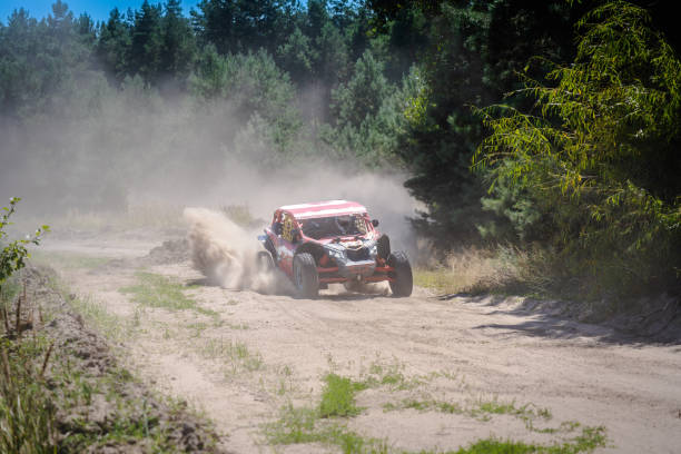 istock Outdoor activities UTV buggy on dusty track. 4x4, extreme, adrenalin 2158596060