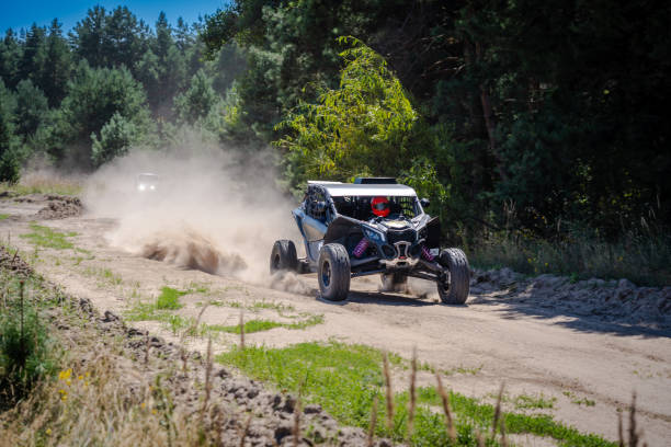 istock UTV buggy, 4x4 competition on dusty road. Rally, extreme, adrenalin 2158596069