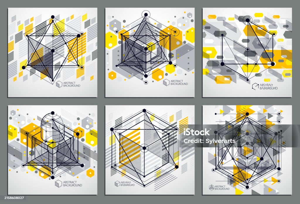 Isometric Pattern Vector Trend Isometric Geometric Pattern Yellow Backgrounds Set With Bright ...